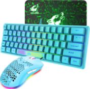 RRP £29.99 K61 UK Layout RGB 60% Gaming Keyboard Mouse Set Wired 62 Keys Mini Portable Keyboard 7