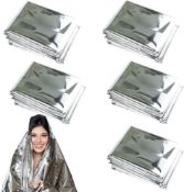 RRP £50 Set of 5 x QIMENGJUN 5 Pack Emergency Foil Blanket Silver First Aid Foil Mylar Thermal
