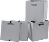 RRP £23.99 Lesbye Set of 4 Foldable Storage Cube, Plastic Collapsible Cube Organizer, Grey