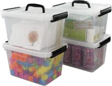 RRP £24.99 Lesbye 6 Packs 7L Plastic Storage Boxes, Clear Lidded Handle Boxes, 27 x 20 x 16 cm