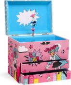 RRP £24.99 Jewelkeeper White and Purple Ballerina Musical Jewellery Box with 2 Pull-out Drawers,