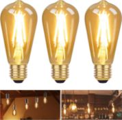 RRP £36 Set of 2 x 3-Pack DSLebeen Dimmable E27 LED Vintage Light Bulbs 6W 600lm, ST64 Edison