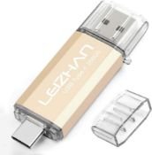 RRP £37.99 LEIZHAN 256GB 3.0 OTG USB Flash Drive 3.1 Type-C Dual Plug Memory Stick Pen Drive
