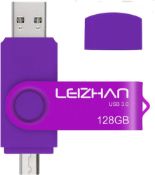 RRP £26.99 leizhan USB Memory Stick 3.0 128GB OTG (On the Go) Dual Port (USB 3.0 and Micro USB)