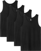 RRP £29.99 LAPASA Men's Vests 4 Pack Cotton Tank Tops Sleeveless Plain Light Undershirts, XL