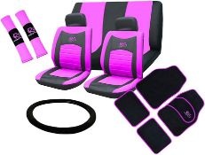 RRP £29.99 Xtremeauto® Universal RS Car Front and Rear Seat Cover and Floor Mat Set (Pink)