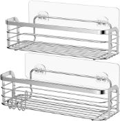 RRP £75 Set of 3 x Avoalre 2 Pack Shower Caddy Adhesive Stainless Steel With Hook Rustproof Shower