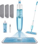Spray Floor Mop, PAPCLEAN Microfibre Spray Mop with 3 Reusable Pads and 410ML Refillable Bottle, 360