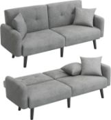 RRP £299 Vesgantti 3 Seater Sofa Bed, Modern Fabric Couch Bed, Adjustable Backrest Click Clack