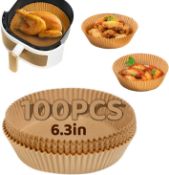 RRP £56 Set of 8 x 100PCS Air Fryer Liners | Premium Quality 6.3 Inch Air Fryer Paper Liners | Air