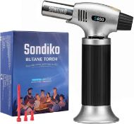 RRP £30 Set of 2 x Sondiko Blow Torch S400, Fits All Butane Tanks Refillable Kitchen Blow Torch