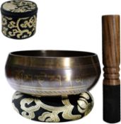 RRP £27.99 Tibetan Singing Bowl Set with New -End Stroker Cushion Handcrafted in for Meditation