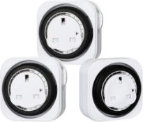 RRP £32 Set of 2 x DEWENWILS 3-Pack Mechanical Indoor Timer Socket Switch,24 Hour Programmable