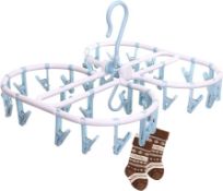 RRP £60 Set of 7 x FYting Sock Hanger for Washing Line,32 Underwear Dryer with Pegs Sock Dryer for