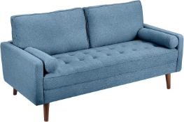 RRP £249 Vesgantti 2 Seater Sofa, Fabric Blue Loveseat Sofa, Mid Century Modern Small Couches for