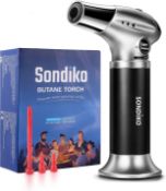 RRP £40 Set of 2 x Sondiko Kitchen Blow Torch S901, Refillable Kitchen Butane Torch with Safety Lock