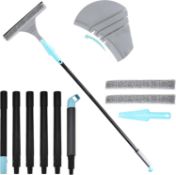 RRP £18.99 2 in 1 Window Squeegee Cleaner, Extendable Long Handled Cleaning Kit Professional