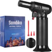RRP £19.99 Sondiko Kitchen Blow Torch with Fuel Gauge S907, Refillable Kitchen Torch Lighter with