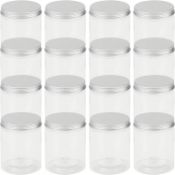 KEILEOHO 16 PCS 500ml Small Plastic Storage Jars with Lids, 17oz Clear Container Jars with Screw