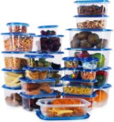 FRESHLY CONTAINED 51 Pack Plastic Food Containers - BPA-Free Reusable Storage Box Set with Lids -