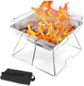 RRP £42.99 Odoland Collapsible Campfire Grill Camping Fire Pit, 304 Stainless Steel Grill Gate,