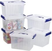RRP £25.99 Eudokky 6 Liter Plastic Lidded Boxes for Storage, 6 Packs, Transparent