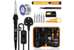 Edasion Soldering Iron Kit 80W LCD Adjustable Temperature 180-520°C Welding Tools ON/Off Switch