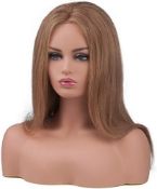RRP £41.99 Professional Female Mannequin Head with Shoulders Tanned Skin Display Stand