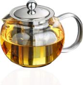 Lead-Free Thickened Glass Teapot Kettle – Removable Stainless Steel Infuser – Great ForBlooming