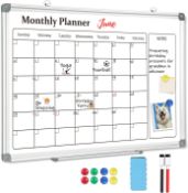 RRP £25.99 MEETMATE Magnetic Monthly Planner Whiteboard, 40x60cm Dry Erase White Board Calendar