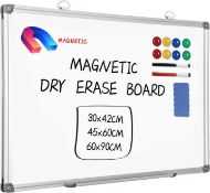 RRP £22.99 MEETMATE Magnetic Whiteboard, 45x60cm Dry Erase Board Aluminium Frame Wall Mounted