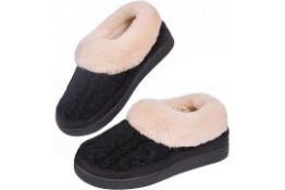 RRP £19.99 VeraCosy Ladies' Warm Knitted Faux Suede Memory Foam Moc Slippers, 8 UK