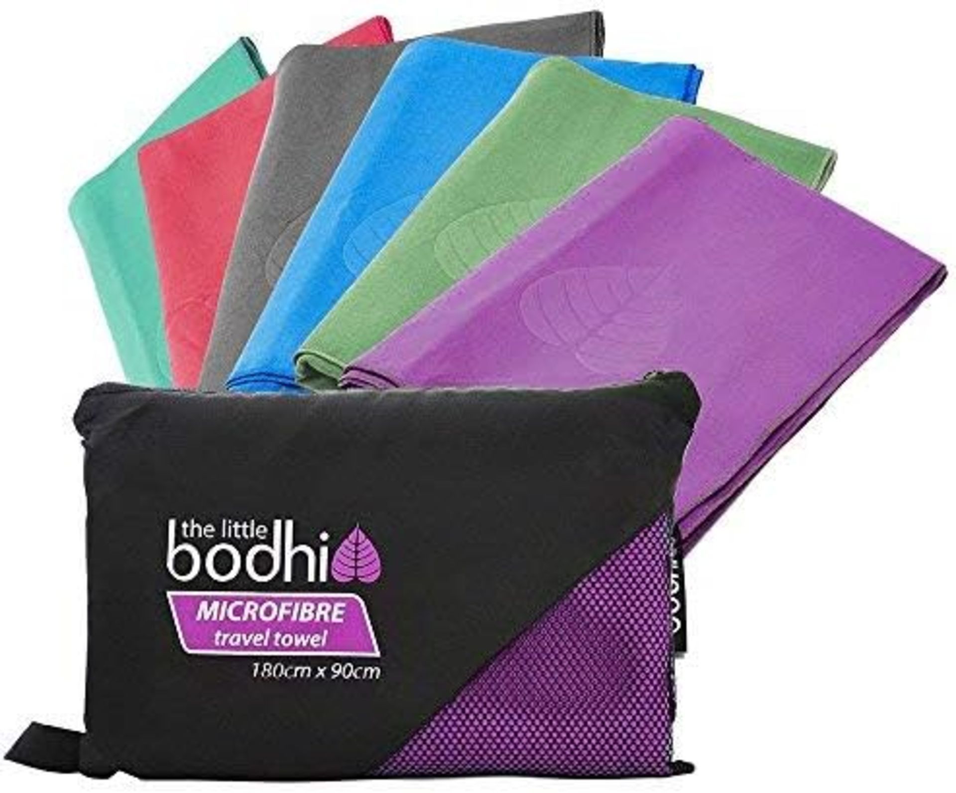 RRP £39 Set of 3 x The Little Bodhi Microfibre Towel Purple 150cm x 80cm