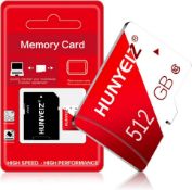 RRP £29.99, 512GB Micro SD Card with Adapter High Speed TF Card Class 10 Memory Card