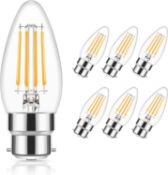 RRP £50 Set of 5 x DORESshop 6-Pack B22 LED Bulb, 4W Filament Candle Bulb Bayonet, CRI?90, 40W