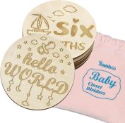 RRP £80 Set of 4 x Wooden Baby Monthly Milestone Cards from Newborn to 1 Year 15 PCS Double Sided