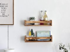 RRP £24.99 NiHao Set of 2 Wooden Wall-Mounted Storage Cabinets, Modern Wall Shelves, With