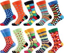Collection of Socks, WeciBor Men's 10-Pack and 12-Pack Colourful Crew Socks