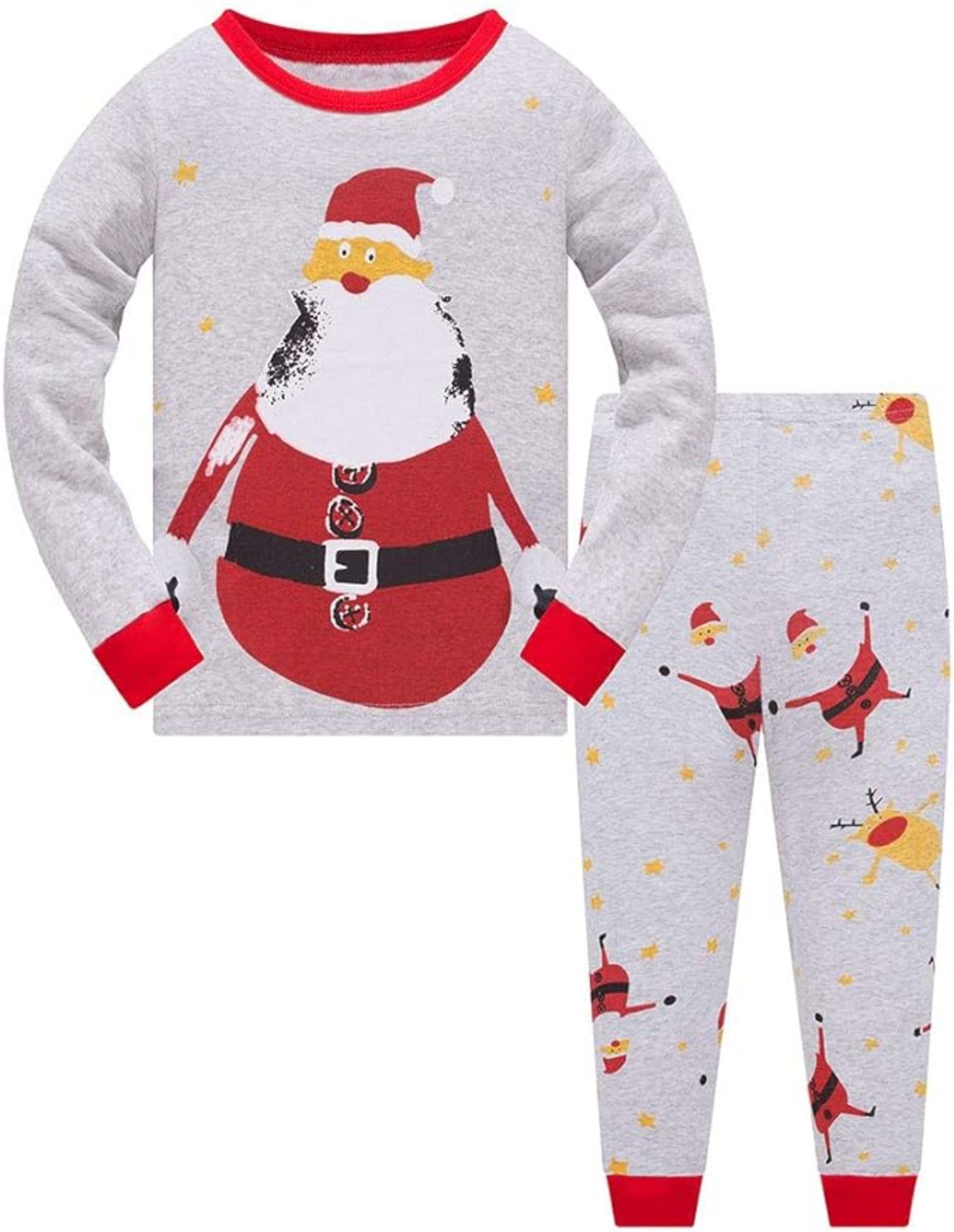 RRP £24 Set of 2 x TEDD Christmas Pjs (9-10Y) Kids Pyjamas Set for Boys Pajamas Cotton Fun Santa