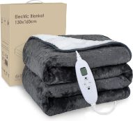 RRP £45.99 Electric Heated Blanket Throw,160 X 130cm Flannel+Sherpa fleece 10 Heat Settings, Auto