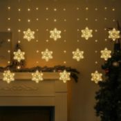 RRP £22.99 BLOOMWIN Christmas Window Lights Curtain Lights 3m 204 LEDs Snowflakes Fairy Lights