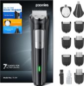 Cordless Rechargeable Beard Trimmer Hair Clippers Men, Nose & Ear Trimmer, 9-in-1 Body Groomer Men
