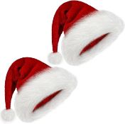 RRP £40 Set of 4 x 2-Pack Christmas Hat, Santa Hat Holiday for Adults Unisex,Velvet Comfort Extra