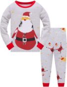 RRP £24 Set of 2 x TEDD Christmas Pjs (6-7Y) Kids Pyjamas Set for Boys Pajamas Cotton Fun Santa