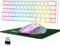 RRP £29.99 60% Wireless Gaming Keyboard and Mouse Combo Set, 2.4GHz Rechargeable Quiet 61 Keys