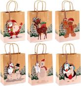 RRP £24 Set of 2 x KAHEIGN 24Pcs Christmas Bags Gift Bags, 23 x 18 x 9CM Kraft Paper Bags