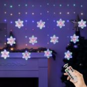 RRP £22.99 BLOOMWIN Christmas Window Lights Curtain Lights 3m 204 LEDs Snowflakes Fairy Lights