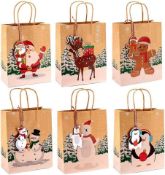RRP £24 Set of 2 x KAHEIGN 24Pcs Christmas Bags Gift Bags, 23 x 18 x 9CM Kraft Paper Bags