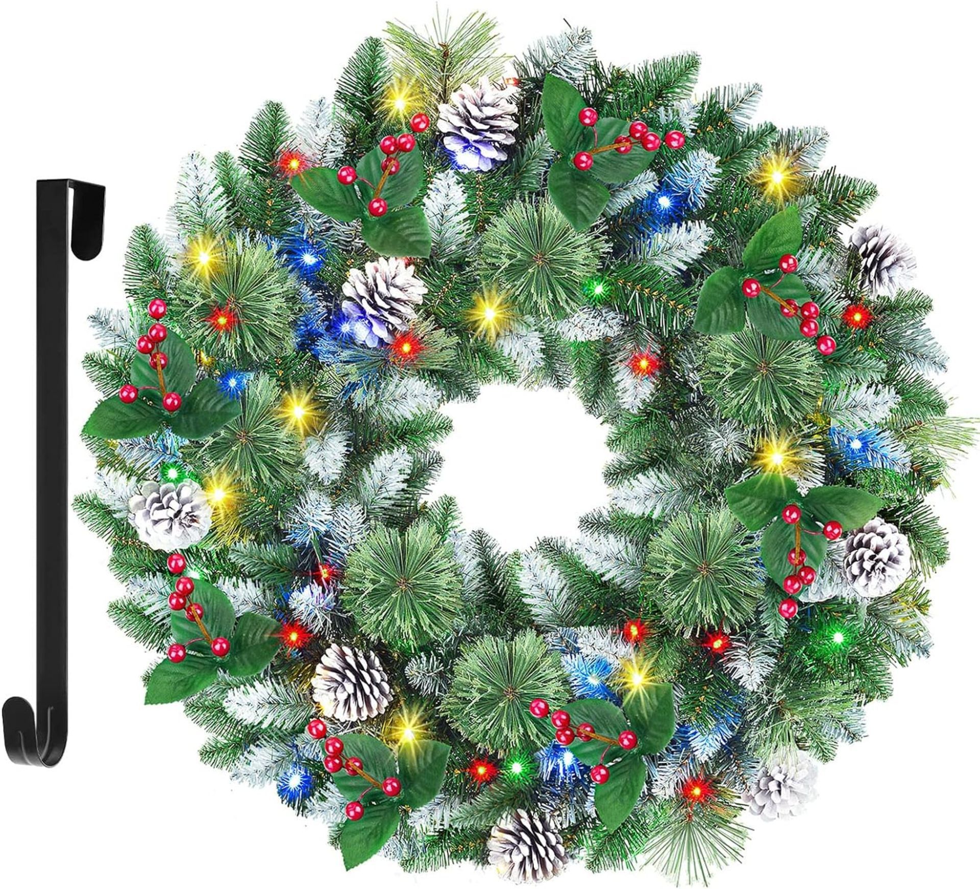 RRP £31.99 SHareconn 60 cm/24 Inch Xmax Christmas Wreaths for Front Door, Large Artificial Christmas