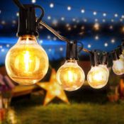 RRP £23.99 LED Outdoor Lights Mains Powered, Opard 31ft Outdoor String Lights G40 Plastic Bulbs